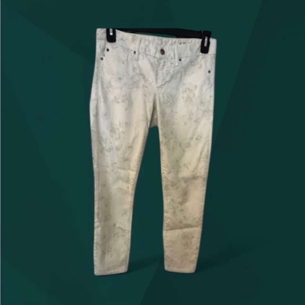 GAP Women's Skinny Jeans - Cream w/ Green Floral